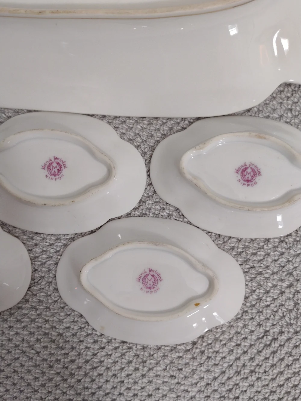 Antique Nippon Gold Porcelain Serving Platter with Matching Dishes